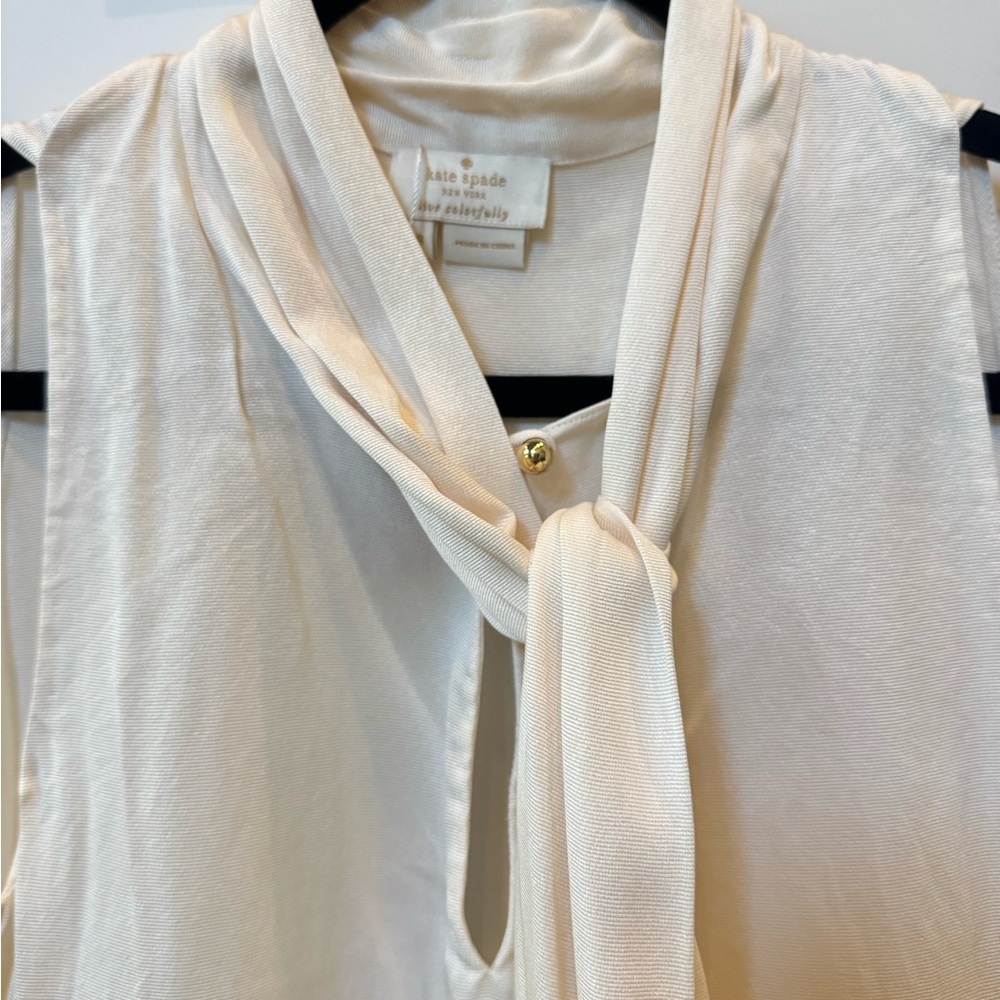 Kate Spade Ivory Sleeveless Top with Tie
